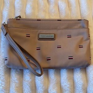 Tommy Hilfiger Beige Wristlet with Flag Motif